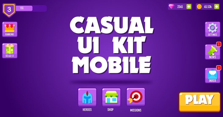 Casual UI Kit - Mobile | Unity Mobile UI Assets
